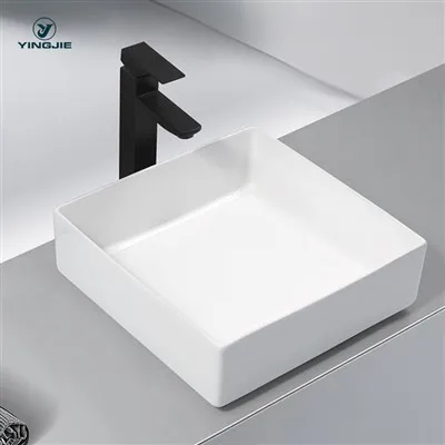 Lavabo de comptoir carré ceramic durable